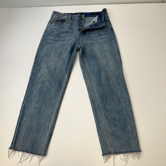 RVCA Jean Women 29 Straight High 29x26 Holli Denim Button Fly Raw Hem Core Ex - Picture 1 of 15